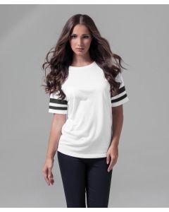 BUILD YOUR BRAND Women's Mesh Stripe Tee (BY033)