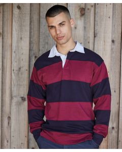 FRONT ROW Sewn Stripe Long Sleeve Rugby Shirt (FR08M)
