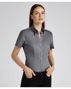 KUSTOM KIT Women's Tailored Fit Short Sleeve Premium Oxford Blouse (KK701)