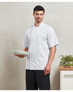 PREMIER Studded Front Short Sleeve Chef's Jacket (PR664)